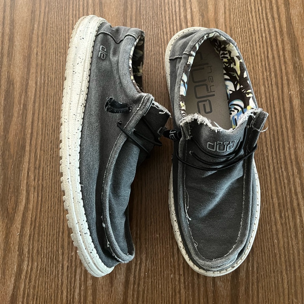 Hey Dude Grey Wally Stretch Canvas Slip-On size 12